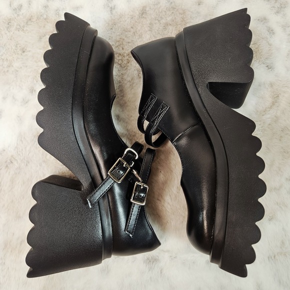 Cider Black Chunky Platform Double Strap Mary Jane Shoes UK-37US-7 Goth Dollcore - Picture 4 of 9